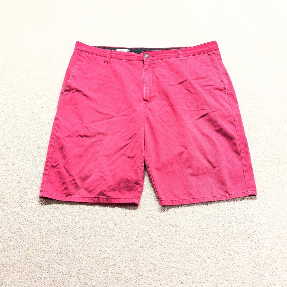 Volcom VMonty Shorts Mens‎ 40 Red Chino Cotton Blend Flat Front A0931350